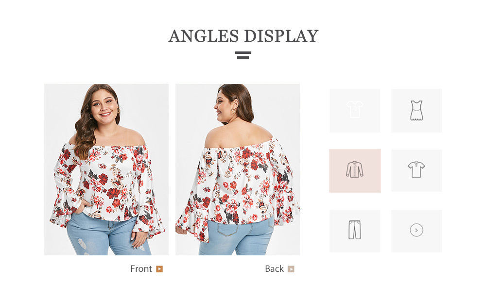 Floral Print Plus Size Off The Shoulder Blouse