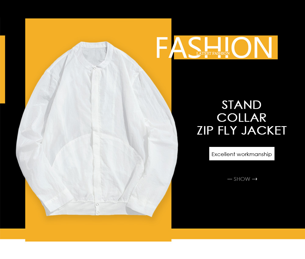 Stand Collar Zip Fly Jacket