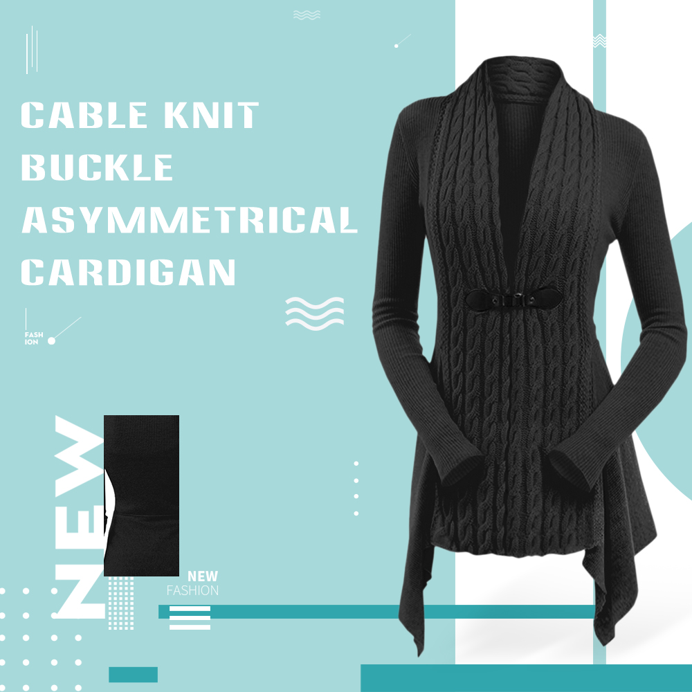 Cable Knit Asymmetrical Long Cardigan