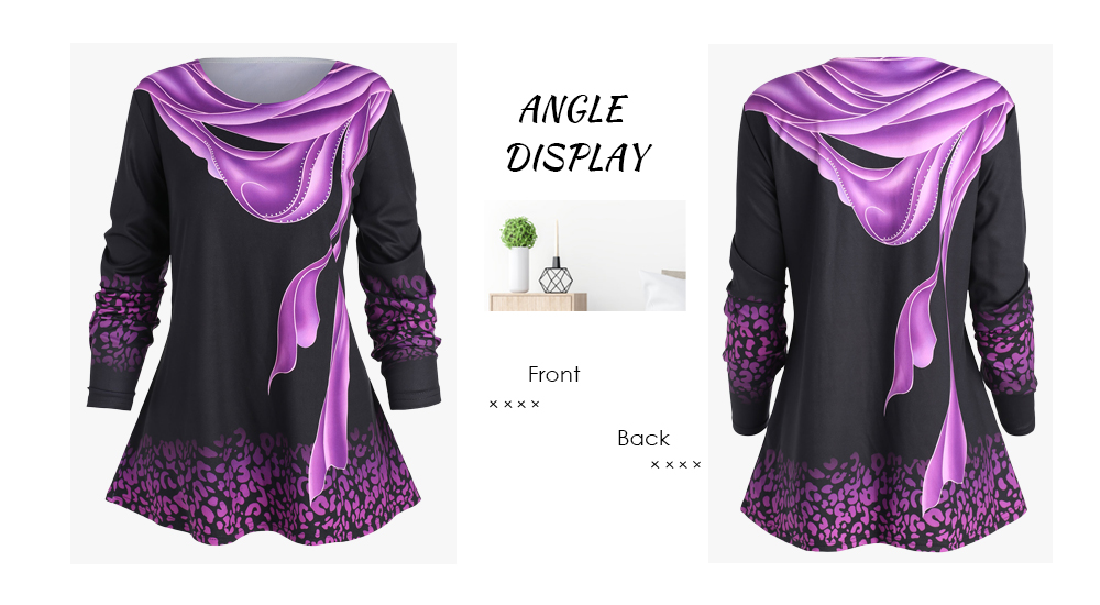 Plus Size Long Sleeve Printed T-shirt