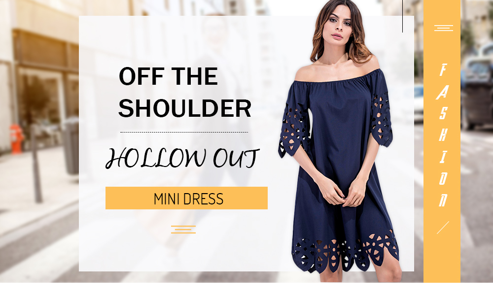 Off The Shoulder Hollow Out Mini Dress