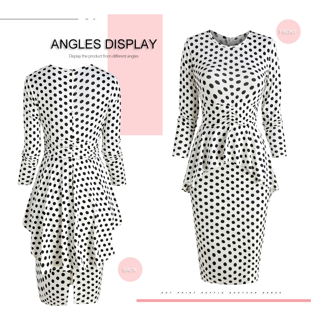 Polka Dot Ruffle Bodycon Dress