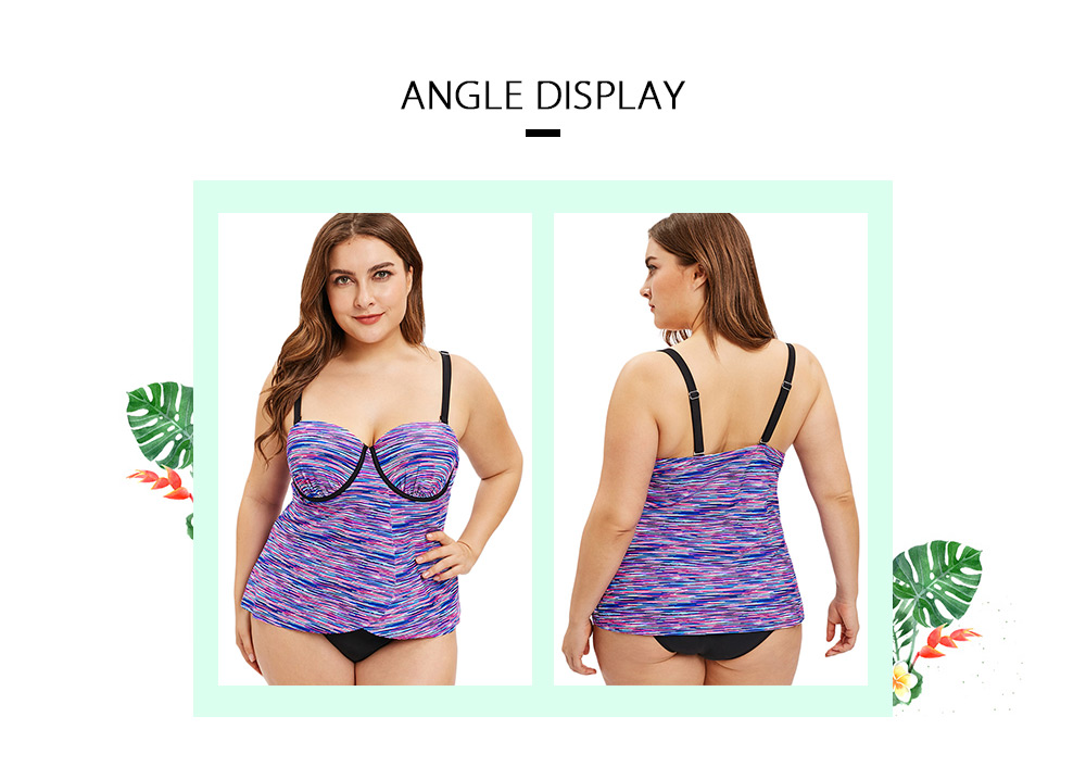 Plus Size Striped Panel Underwire Tank Top