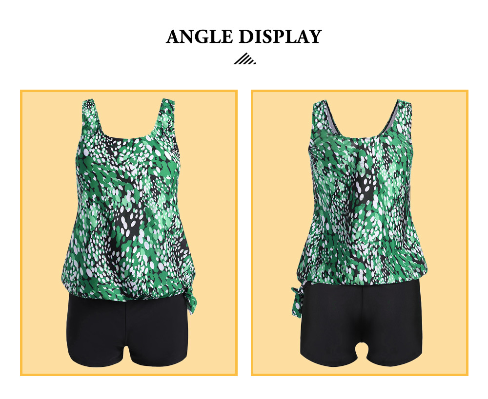 Plus Size Blouson Printed Tankini