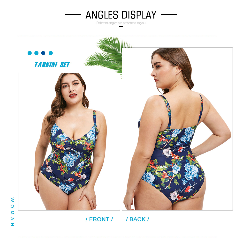 Plus Size Floral Padded One Piece Swimwear