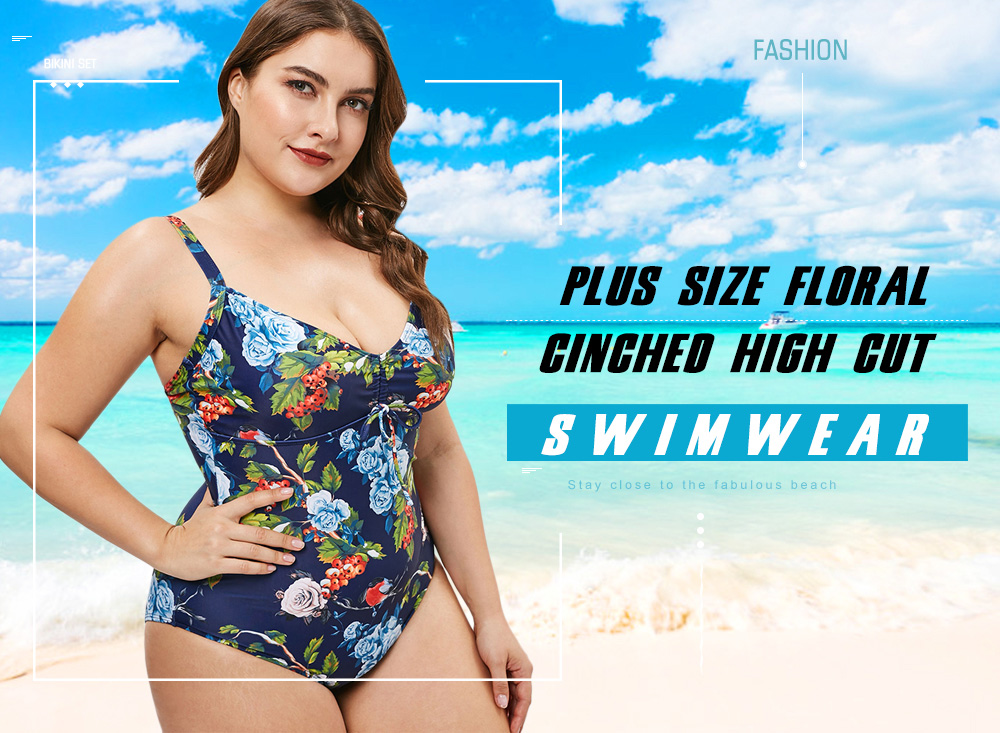 Plus Size Floral Padded One Piece Swimwear