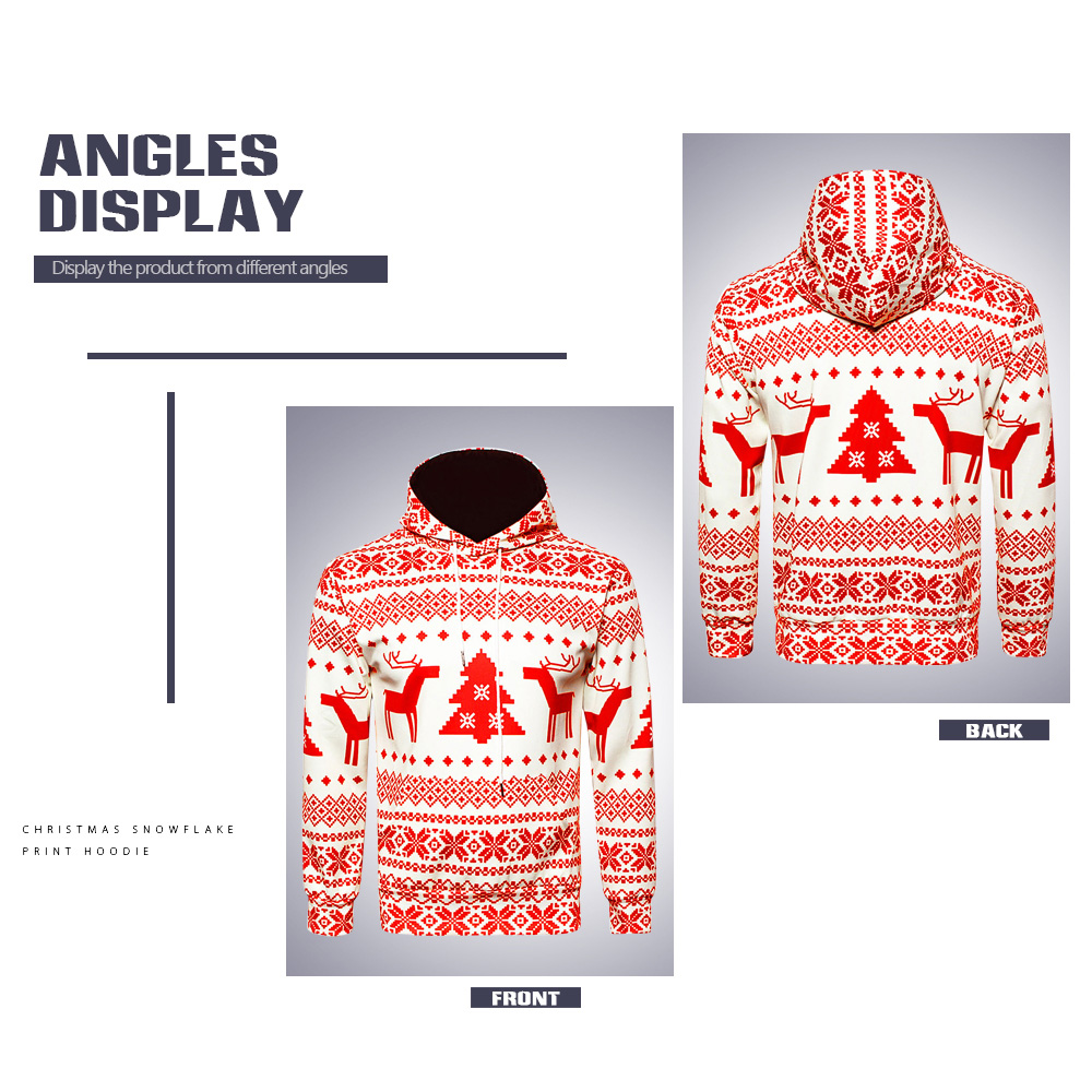 Hooded Christmas Snowflake Geometric Print Hoodie