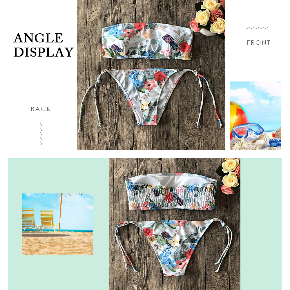 Trendy Floral Print Strap Low Waist Padded Women Bikini Set
