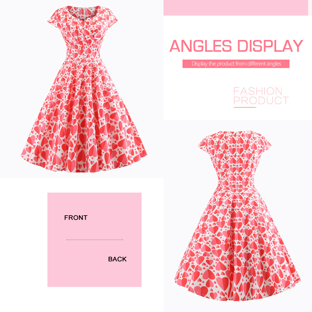 Wrap Heart Print Knee Length Dress