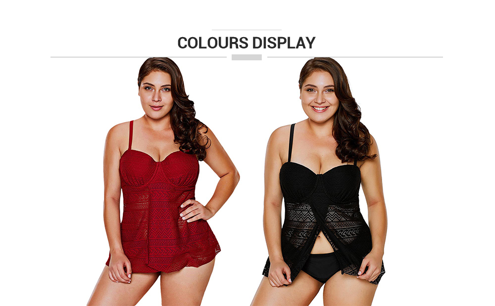 Underwire Openwork Plus Size Tankini Set