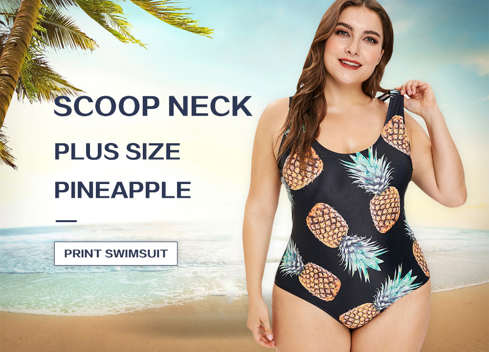 Plus Size Pineapple Print Swimsuit