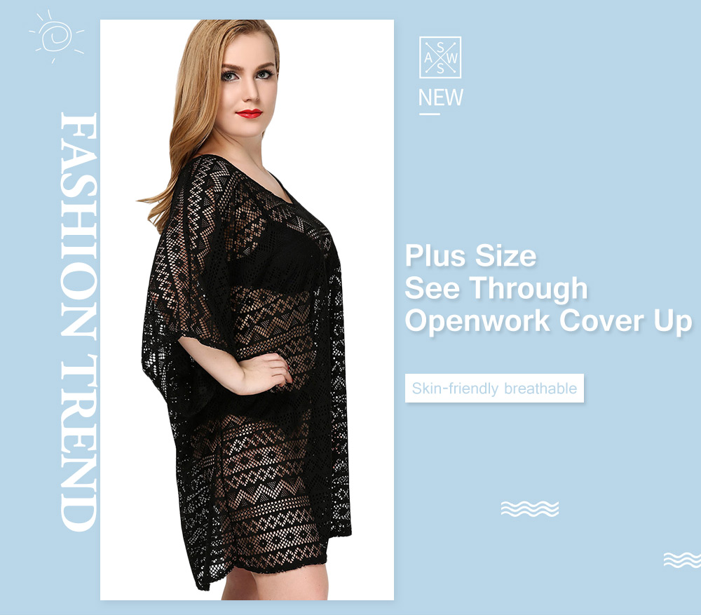 Plus Size See Through Openwork Cover Up