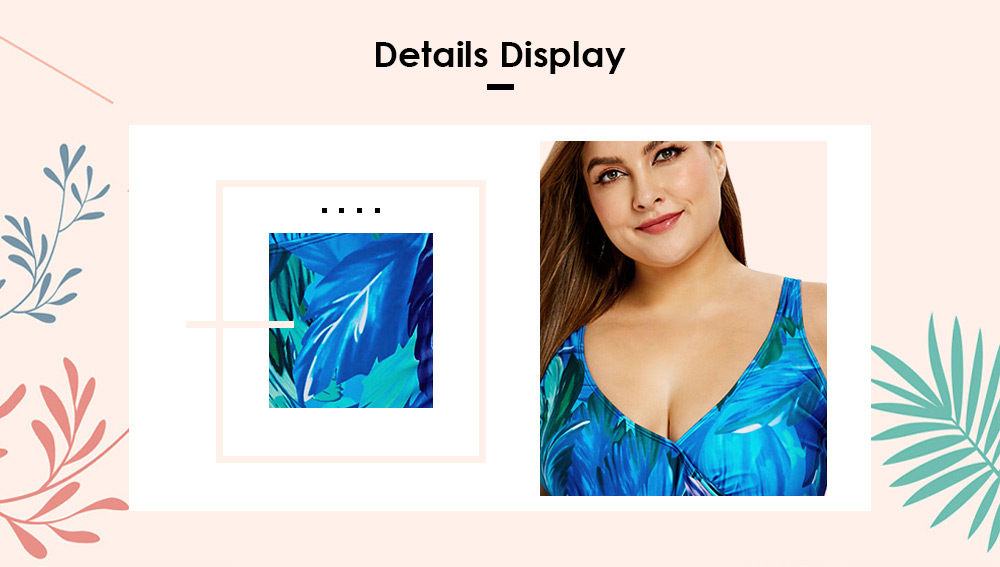 Plus Size Leaf Print Plunge Swimwear