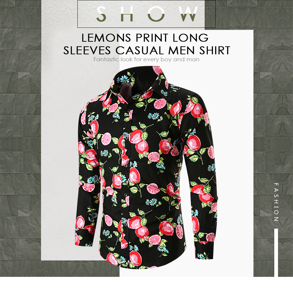 Lemons Print Long Sleeves Casual Shirt