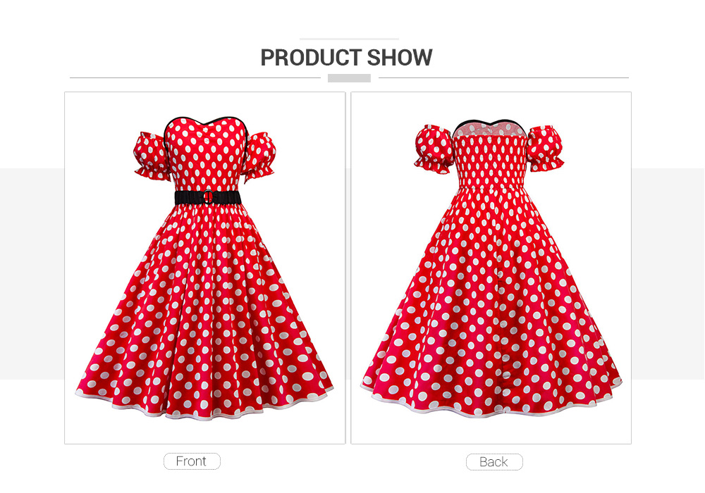Plus Size Polka Dot Off The Shoulder A Line Dress