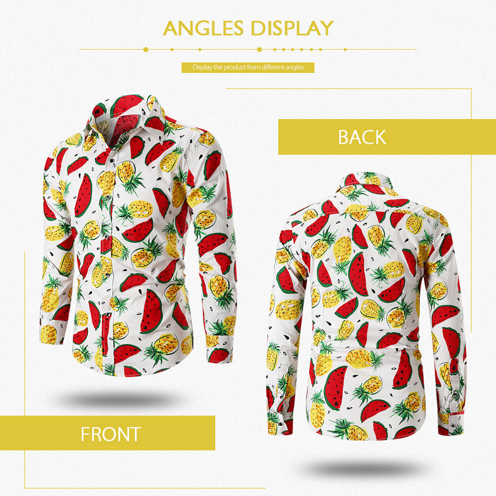 Pineapples and Watermelons Print Casual Shirt