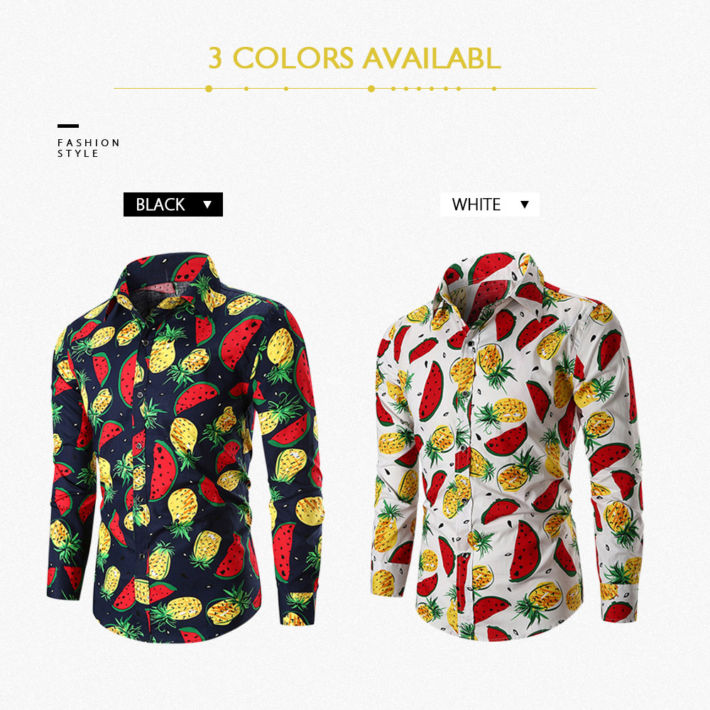 Pineapples and Watermelons Print Casual Shirt