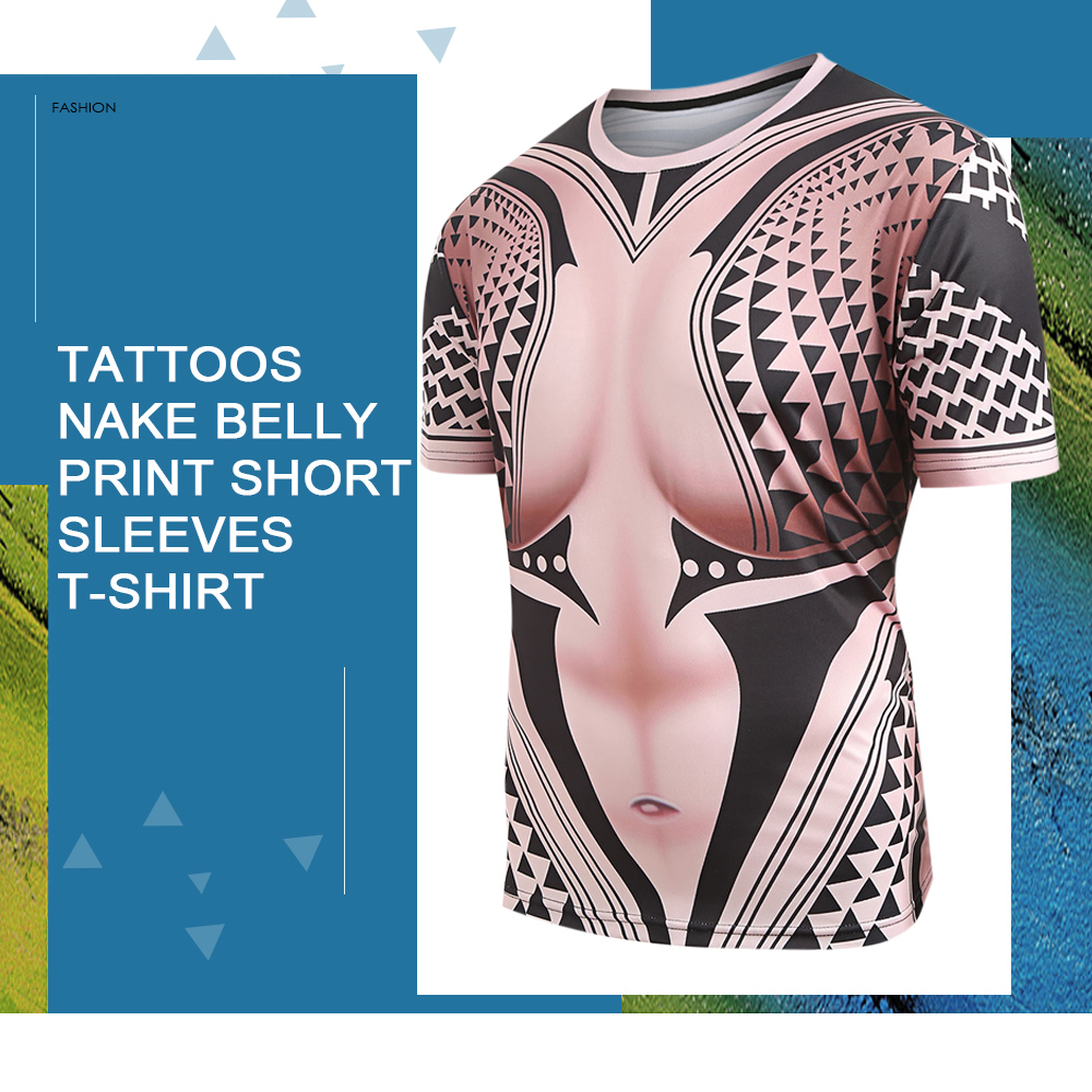 Tattoos Nake Belly Print Short Sleeves T-shirt