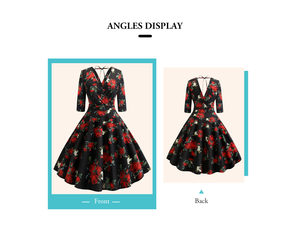 Floral Plunging Party Dress