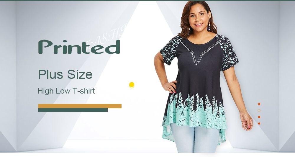 Plus Size Printed High Low T-shirt