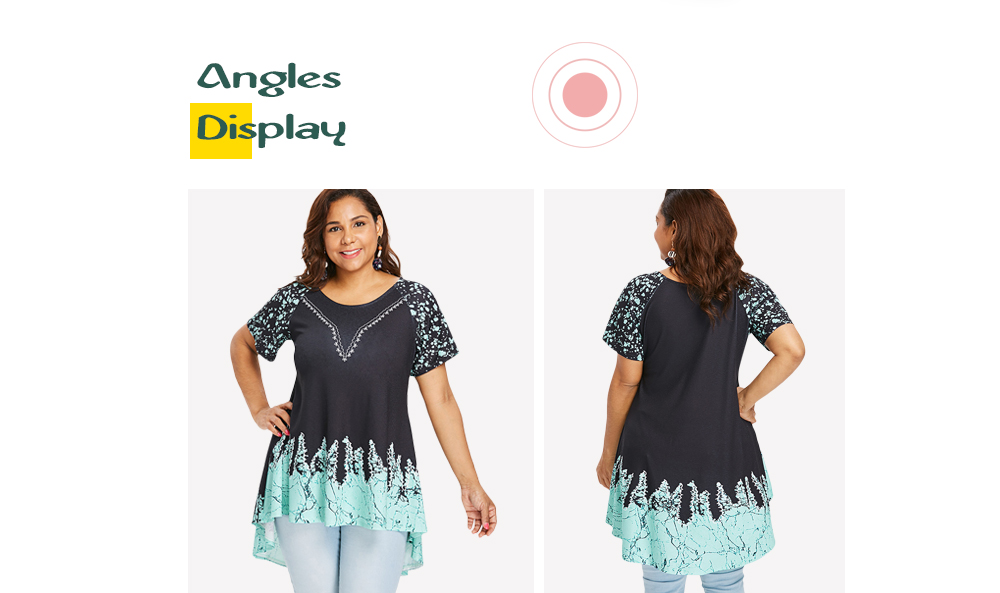 Plus Size Printed High Low T-shirt