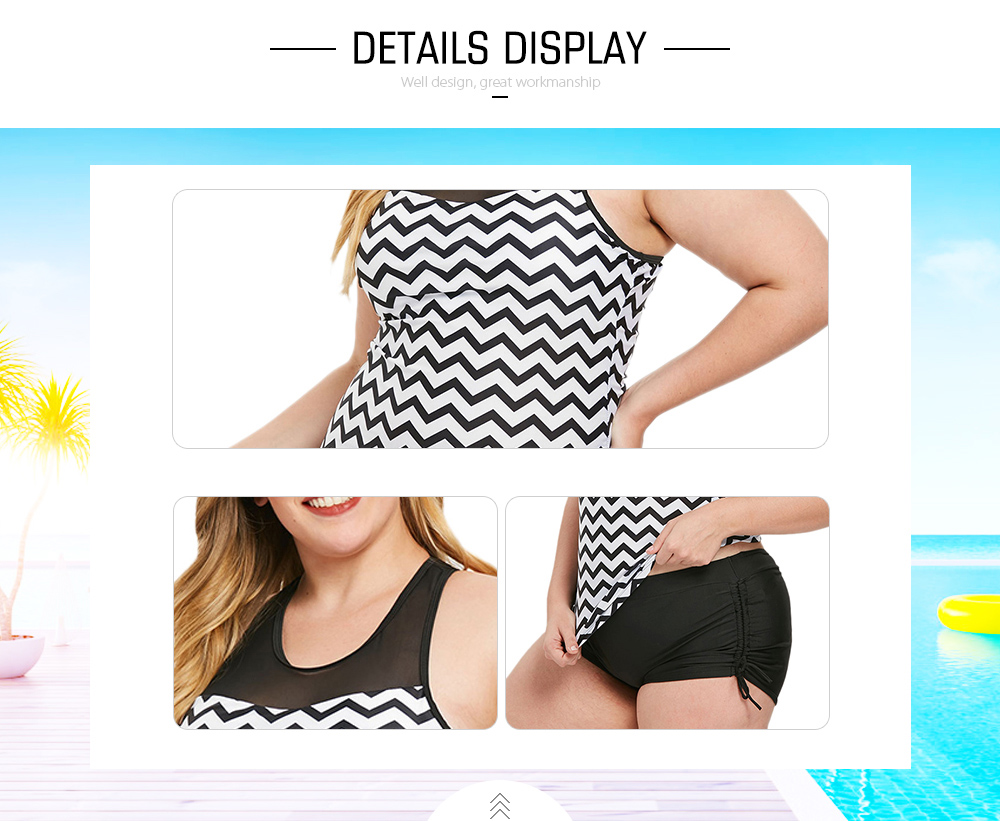 Plus Size Zigzag Racerback Tankini Set