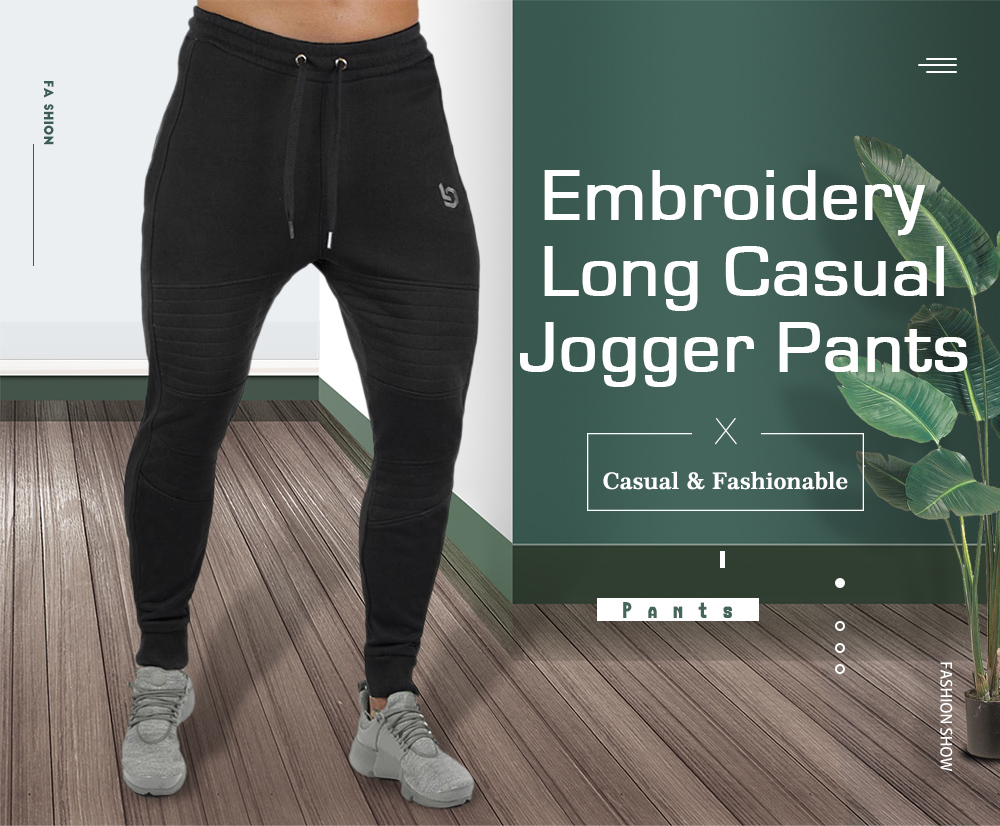 Embroidery Long Casual Jogger Pants