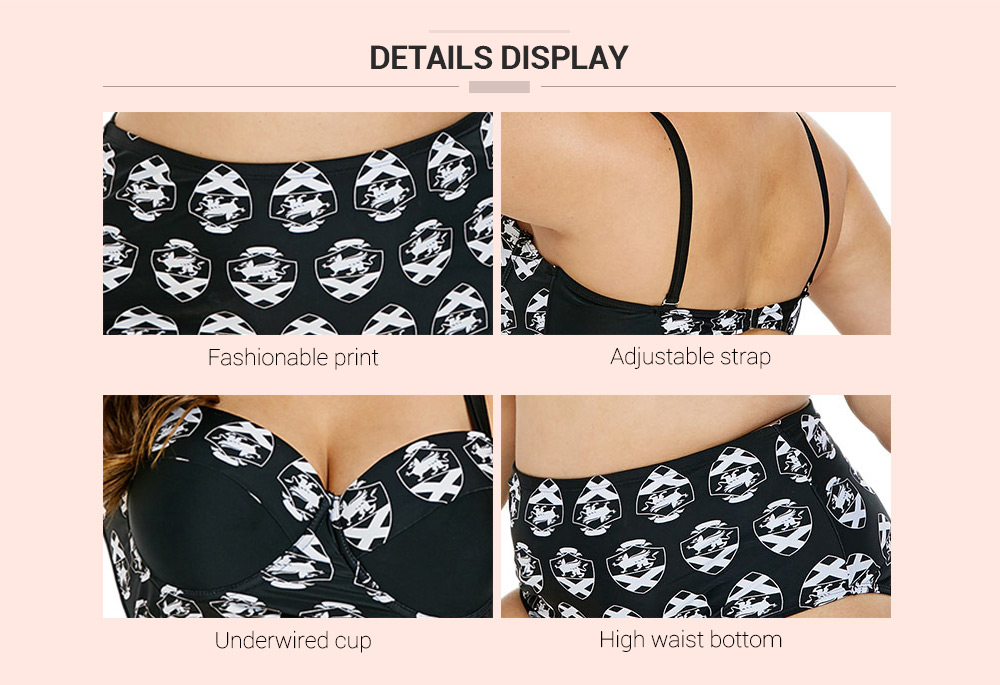 Plus Size Underwired Printed Bikini Set