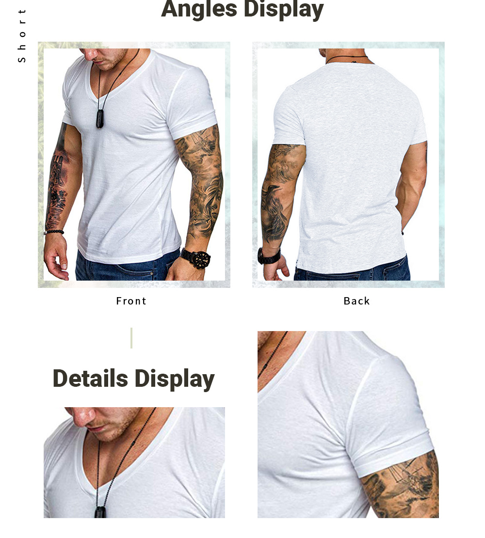 Short Sleeves Solid Color V-nevk T-shirt