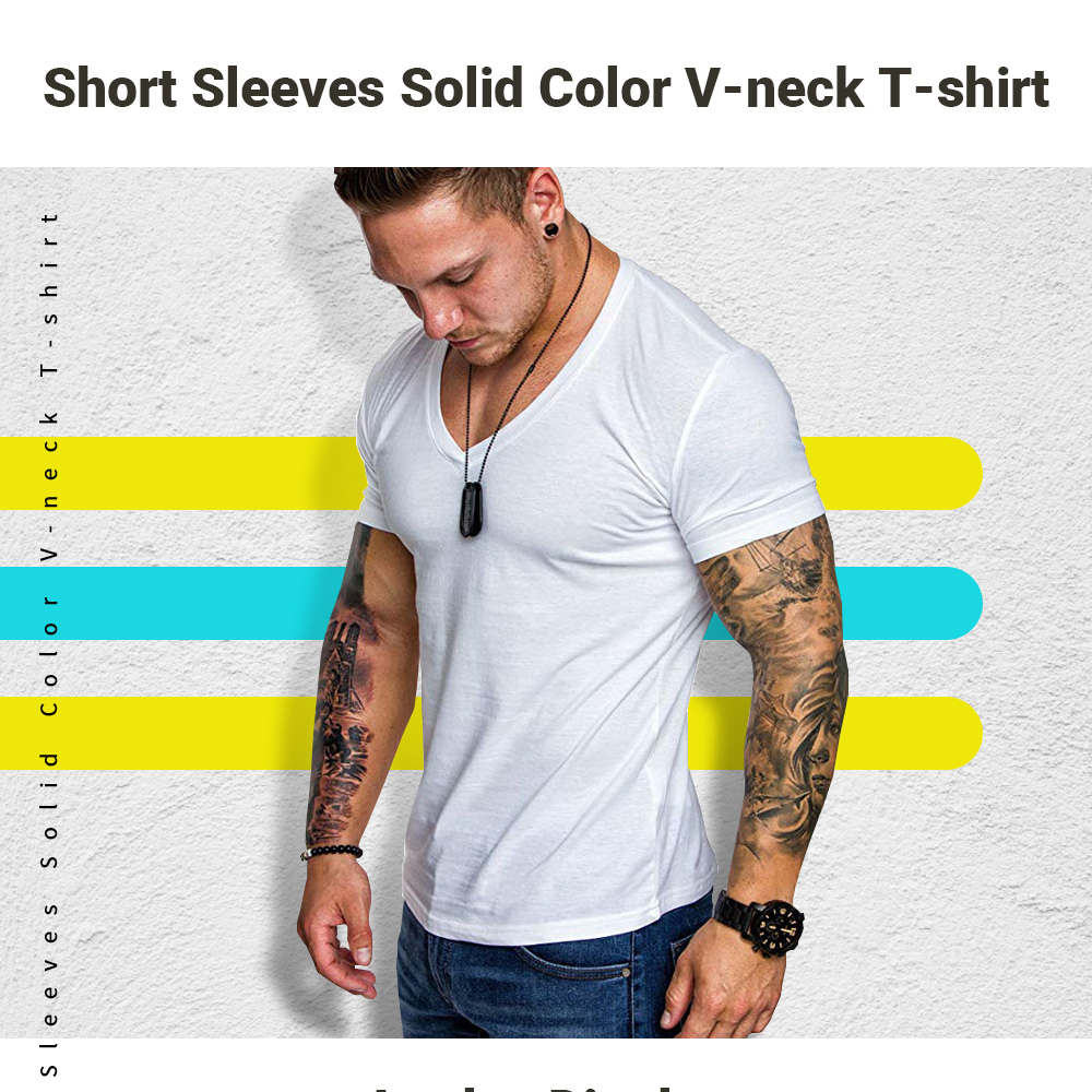 Short Sleeves Solid Color V-nevk T-shirt