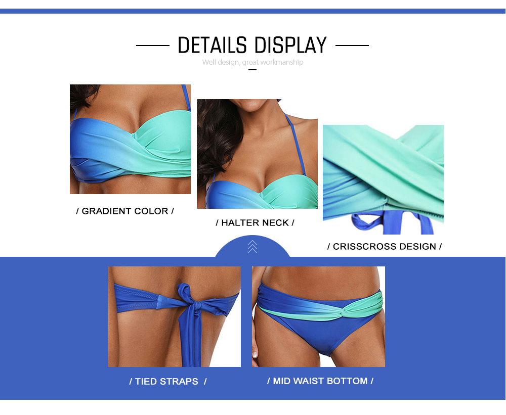 Ombre Color Halter Underwire Bikini Set