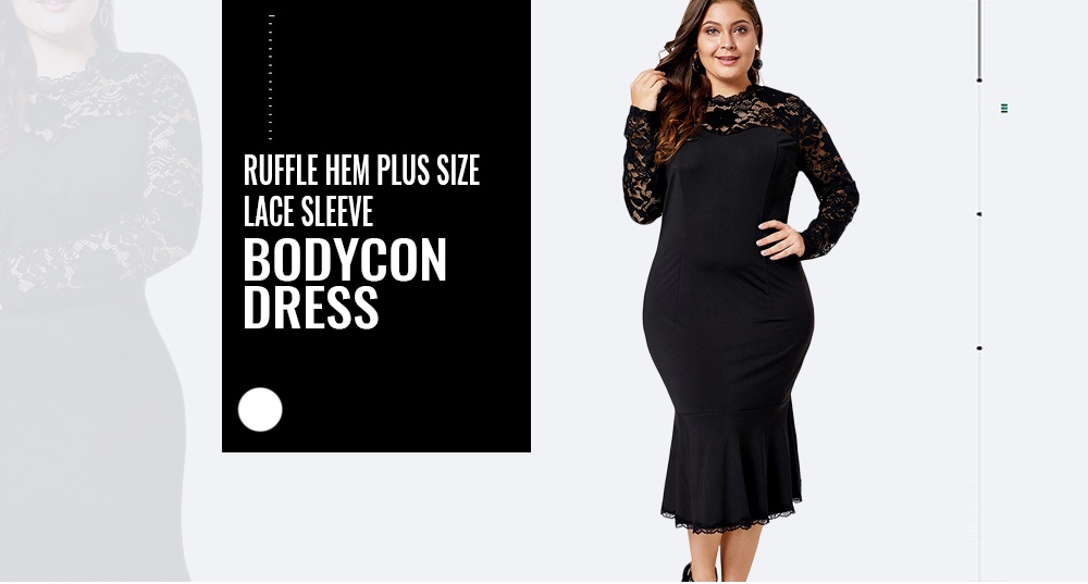 Lace Sleeve Plus Size Bodycon Dress
