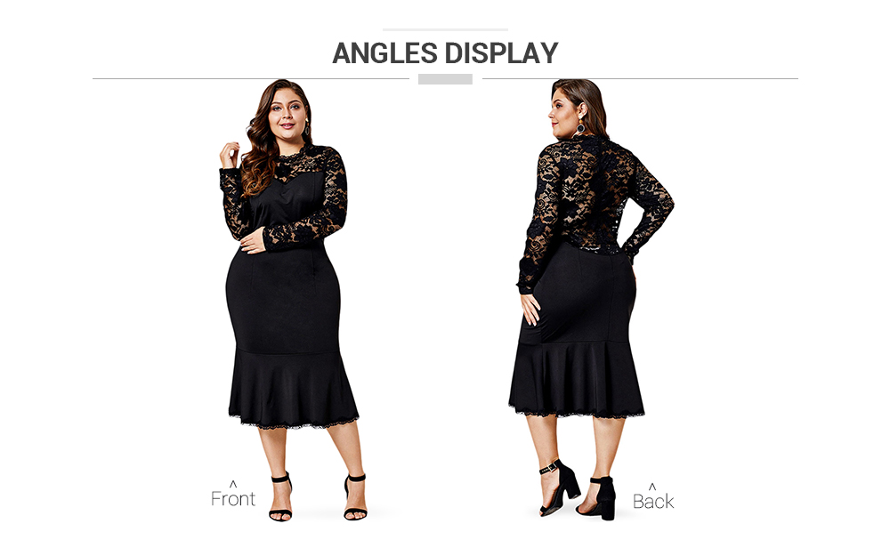 Lace Sleeve Plus Size Bodycon Dress