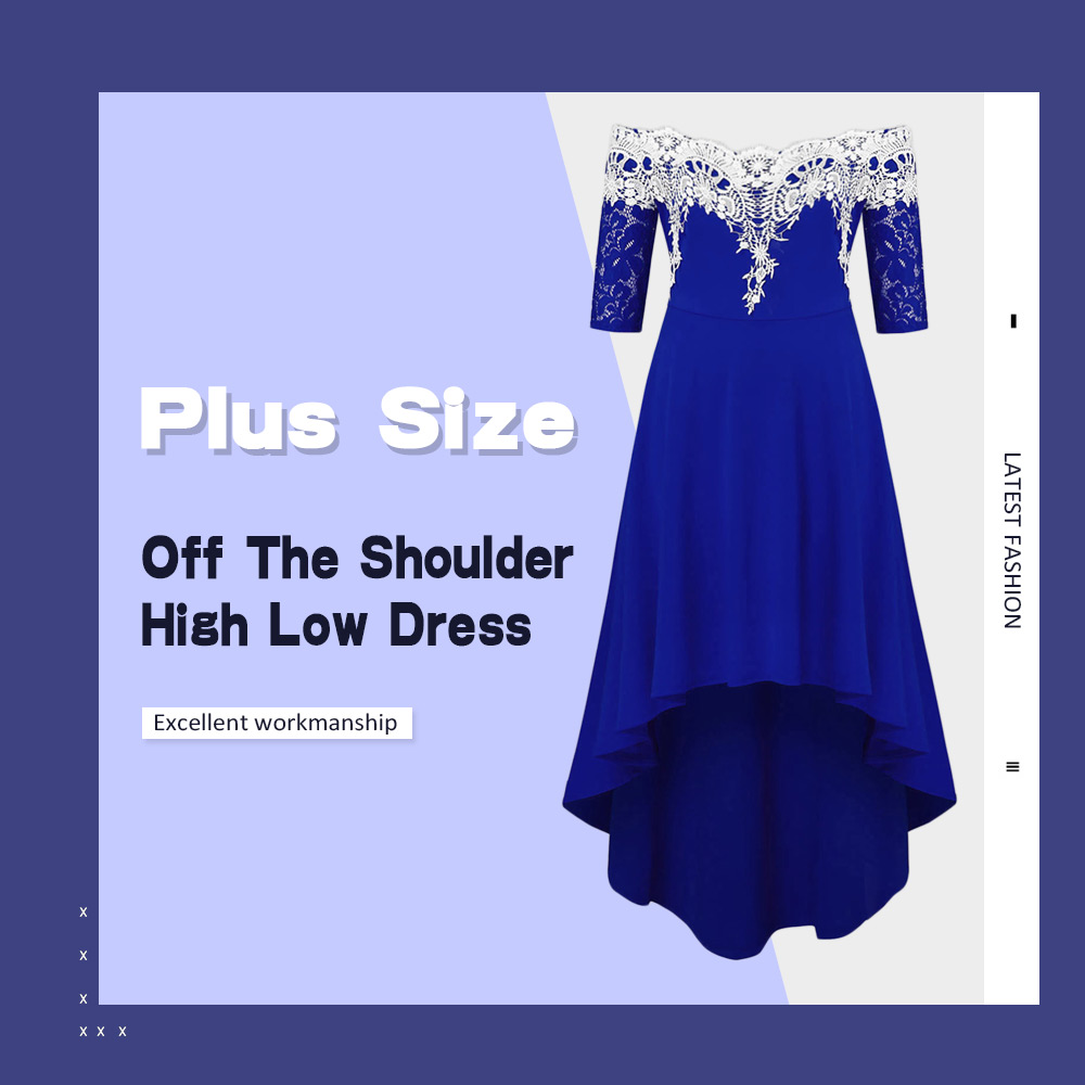 Off The Shoulder Plus Size High Low Dress