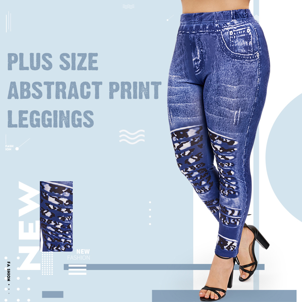 Plus Size Abstract Print Leggings