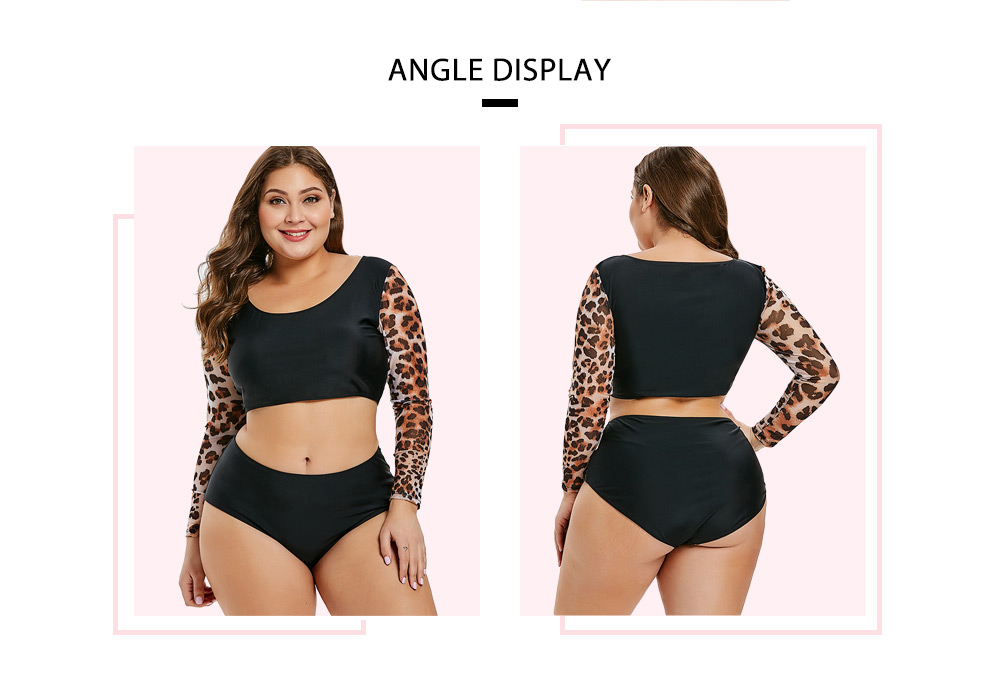 Plus Size Leopard Mesh Swimsuit
