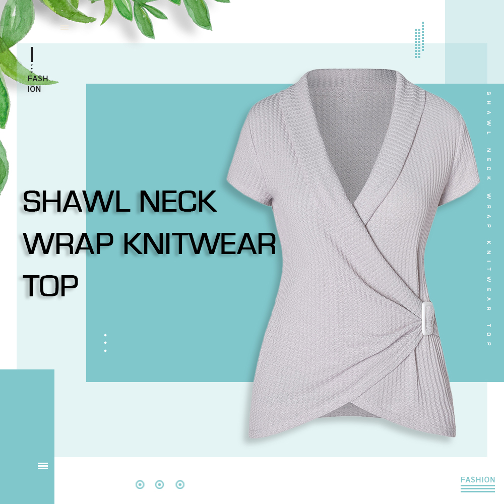 Shawl Neck Wrap Knitwear Top