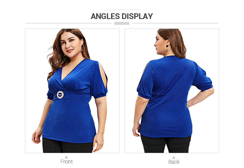 Plus Size Cold Shoulder Plunge T-shirt