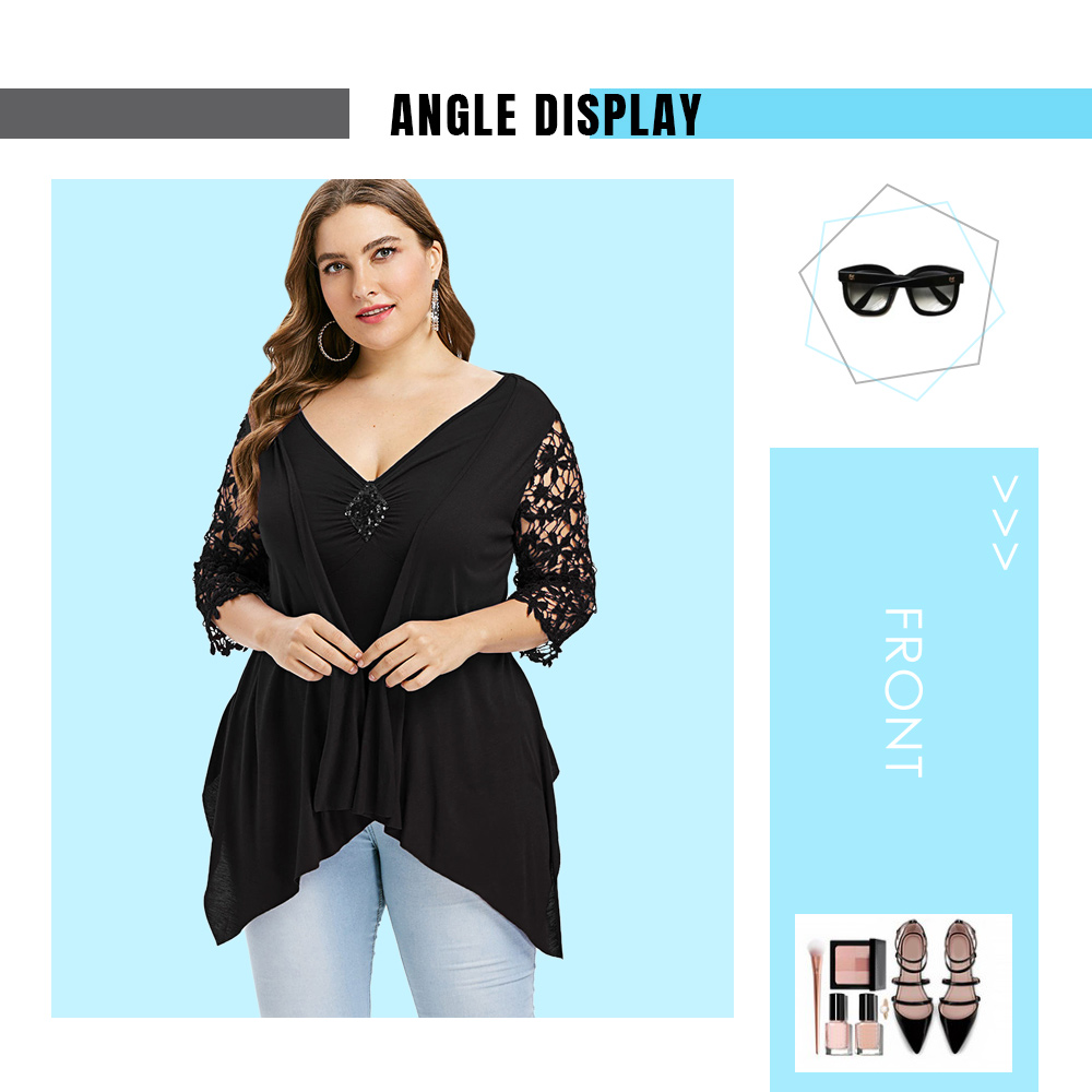 Plus Size Faux Twinset Asymmetrical T-shirt