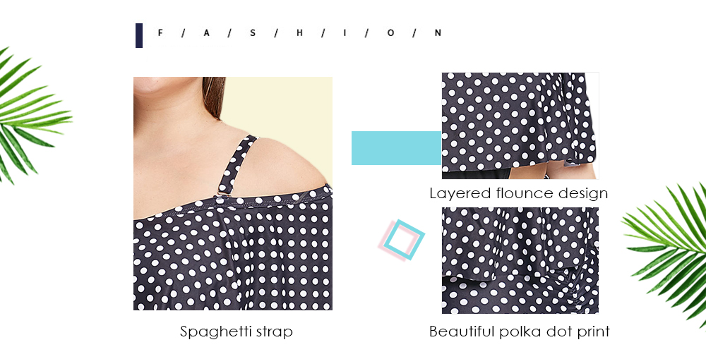 Polka Dot Cold Shoulder Plus Size Swimwear