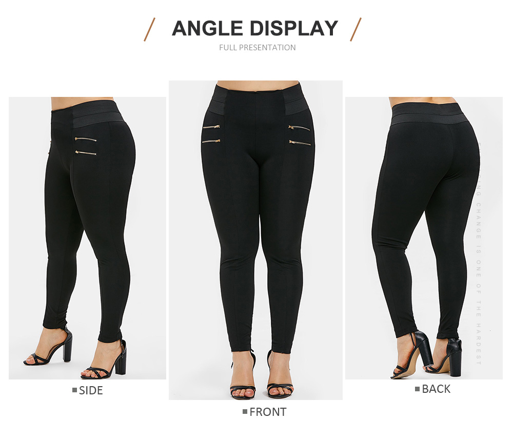 Plus Size Zips Embellished Leggings