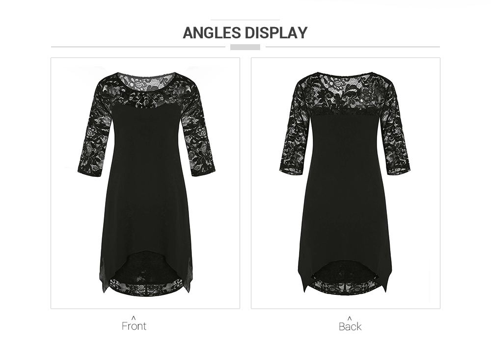 Plus Size Hollow Out Handkerchief Lace Dress