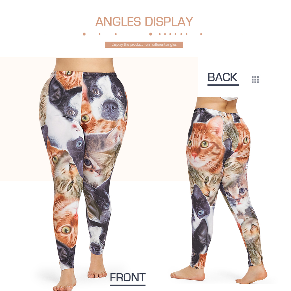 Plus Size 3D Cat Print Leggings