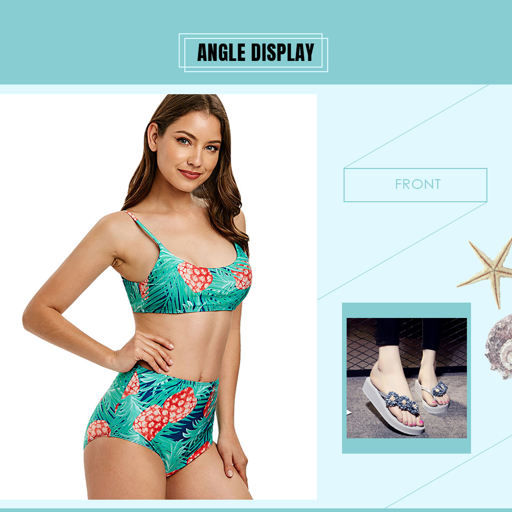 Pineapple Print High Waist Bikini Set