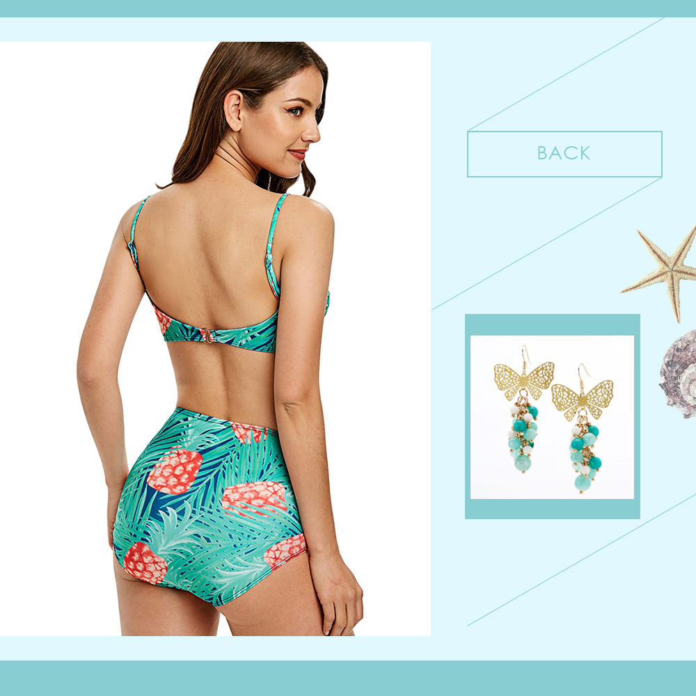 Pineapple Print High Waist Bikini Set