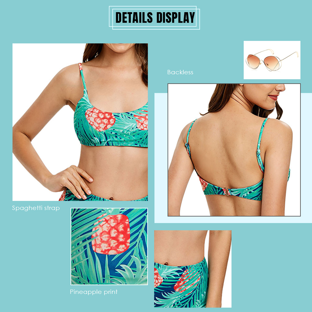 Pineapple Print High Waist Bikini Set