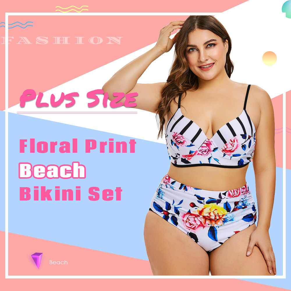 Underwire Floral Print Swim Top