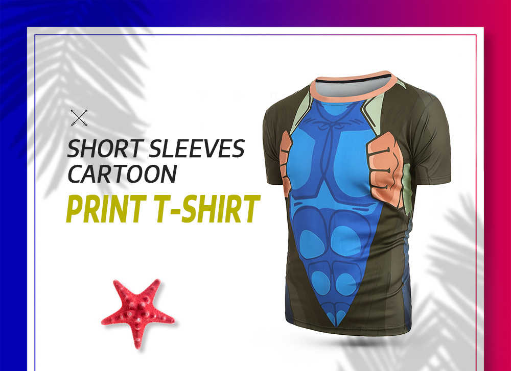 Short Sleeves Cartoon Print T-shirt