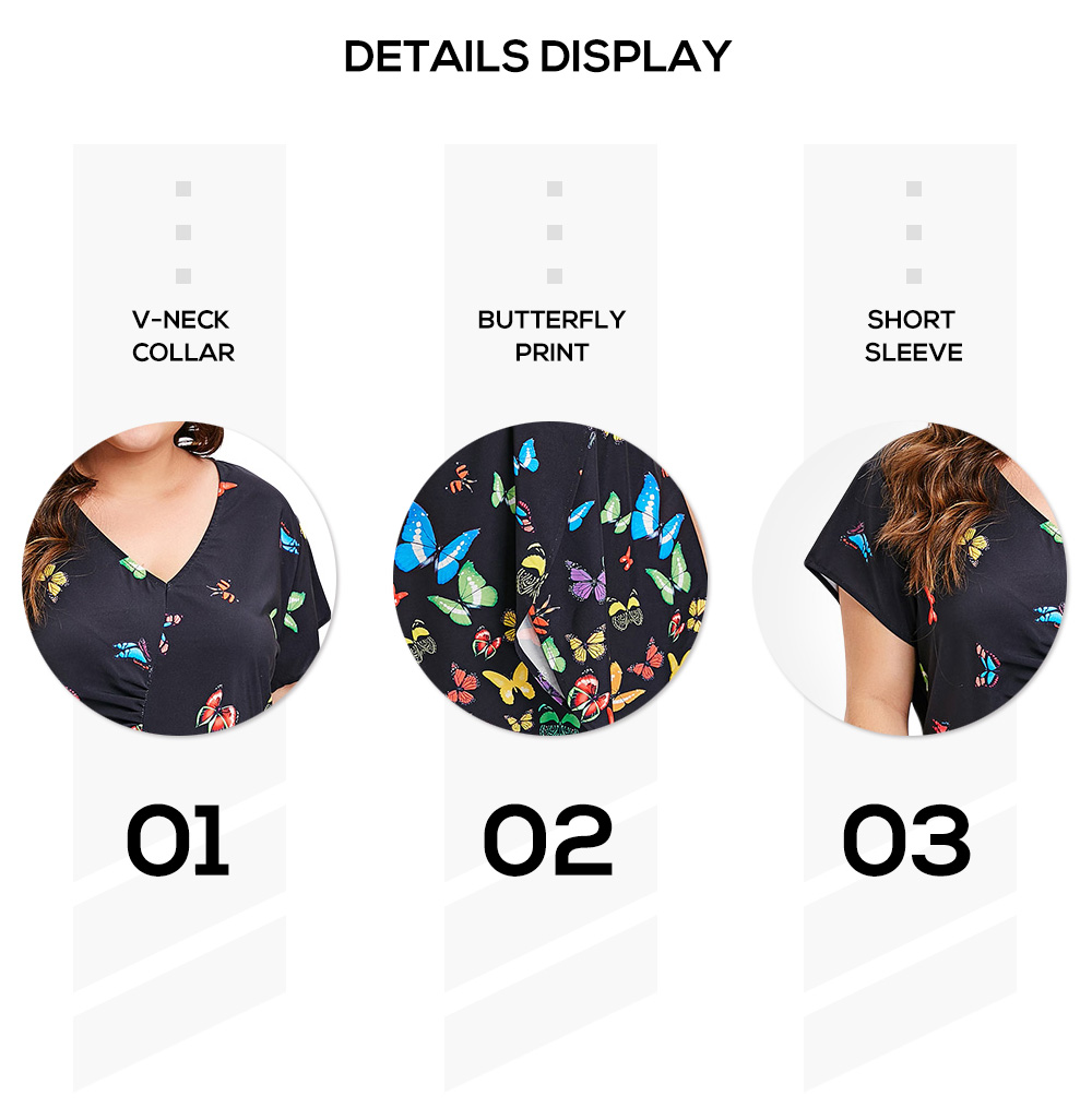 Plus Size Asymmetric Butterfly Print Top