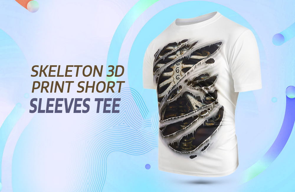 Skeleton 3D Print Short Sleeves Tee
